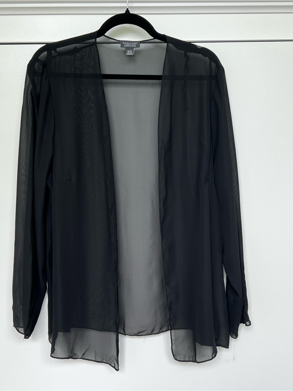 Dress Barn Black Sheer Open-Front Cardigan